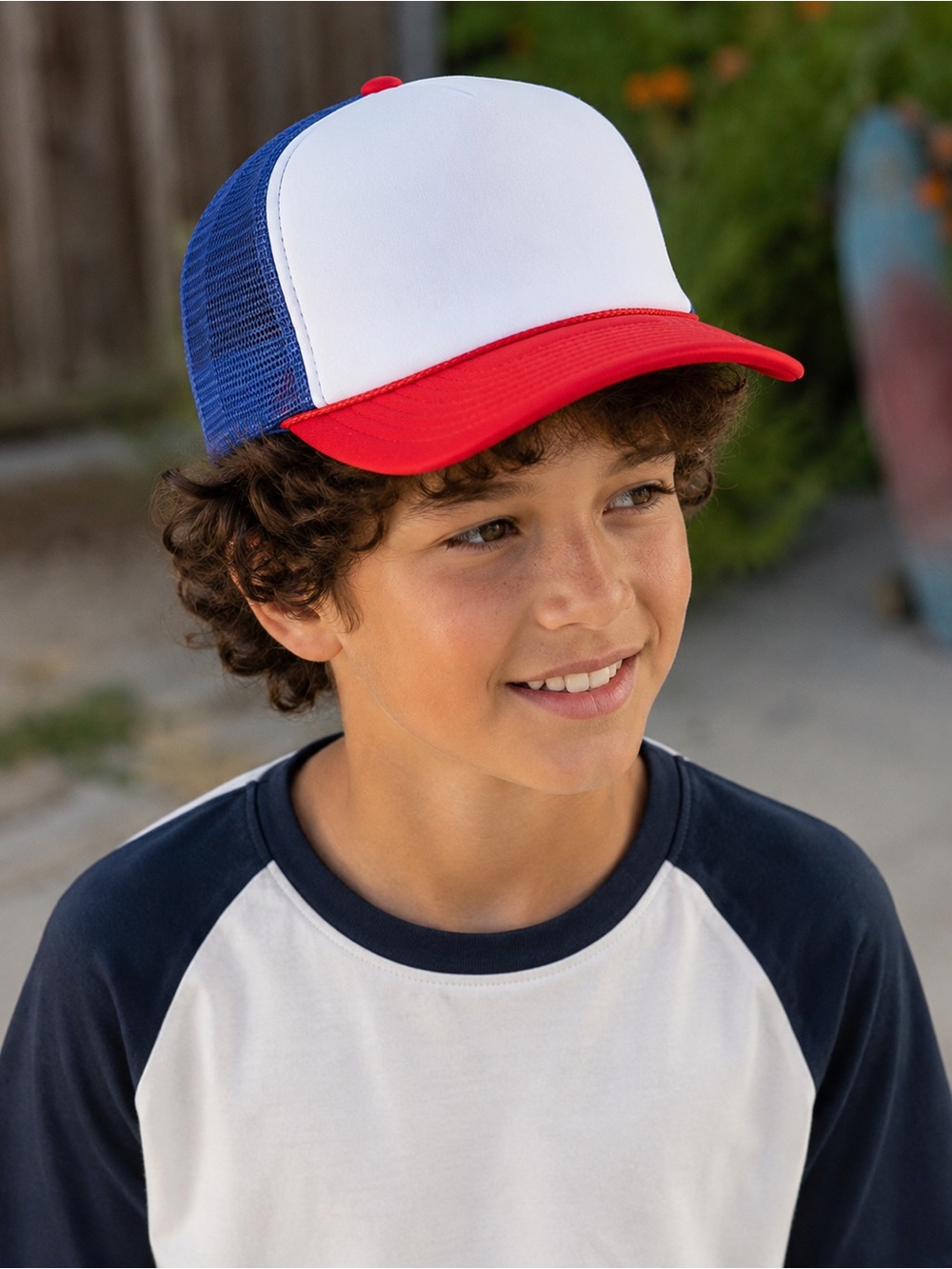 Adjustable Snap Back Red, White, and Blue Trucker Hat